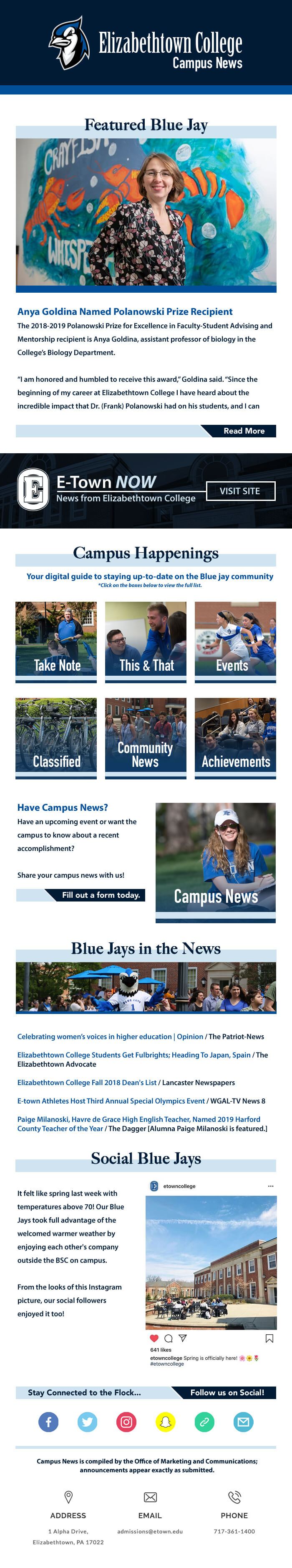 Elizabethtown College Campus News